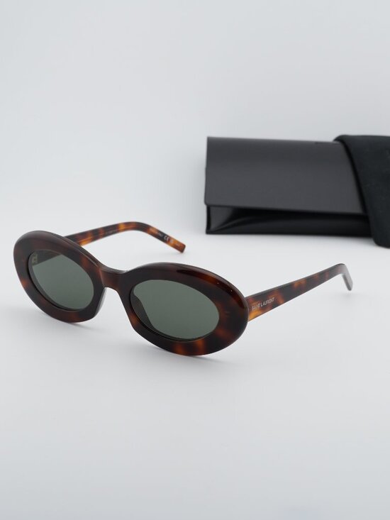 Saint Laurent SL 594 009 Oval Sunglasses - Havana / Grey main image 7